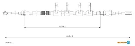 A_Трос гальмівний FIAT Jumper III p. 3800/3800 Fap mod.F06-/New Ducato cab./cab. Fap mod.F06- ADRIAUTO 1102232