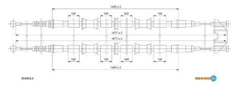 Трос ручного гальма OPEL ZAFIRA A (T98) диск. торм. ADRIAUTO 33.0212.1