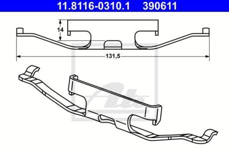 Комплект прижимних планок гальмівного супорту ATE 11.8116-0310.1