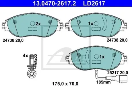 Комплект гальмівних колодок ATE 13-0470-2617-2