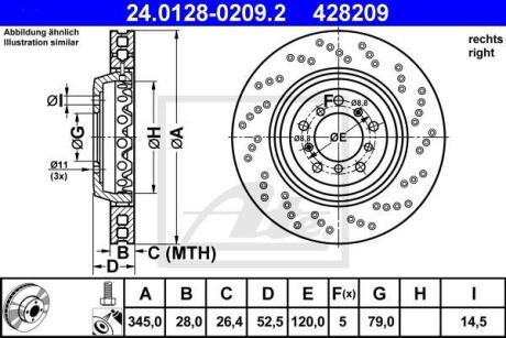 Диск гальмівний ATE 24.0128-0209.2