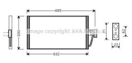 Радіатор кондиціонера BMW 5 E39 (96-), 7 E38 (94-) 2.0D, 2.5D, 3.0D AVA AVA COOLING BW5254
