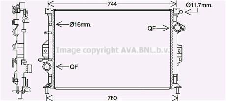 Радіатор охолодження двигуна Ford Mondeo 2,0i 10>14, 2,0-2,2TDCI 10>14, Focus, C-Max 2,0TDCI 11> AVA AVA COOLING FDA2425
