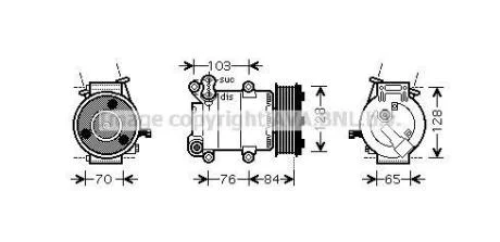 Компресор кондиціонера FORD Transit VII 2.4 TDCi 04/06- (AVA) AVA COOLING FDAK418