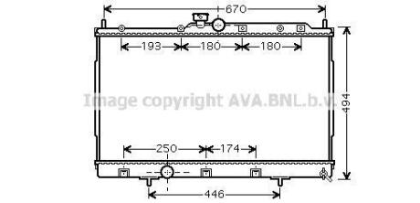 Радіатор охолодження MITSUBISHI OUTLANDER (CU2, 5W) (03-) (аналог MTА2183) (AVA) AVA COOLING MT2183