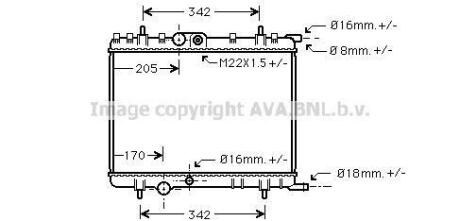 Радіатор охолодження двигуна 206/307/C4/Xsara/BERLINGO (Ava) AVA COOLING PE2300