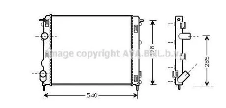Радіатор охолодження двигуна Renault Logan I 1,4-1,6i 04>10 MT AC+ AVA AVA COOLING RTA2269