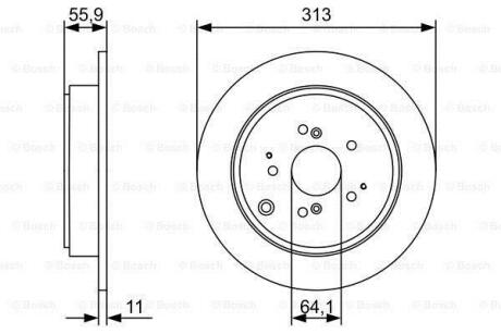Диск гальмівний ACURA/HONDA MDX/MR-V/Pilot \'\'R \'\'3,5 \'\'05>> BOSCH 0986479W23