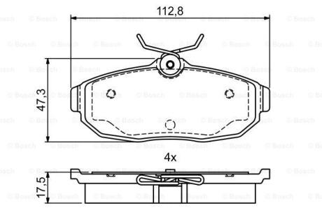Колодки гальмівні дискові FORD Mustang "R \'\'04-10 - знято з вир-ва BOSCH 0986495401