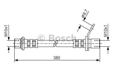 A_Гальмівний шланг 380mm TOYOTA Avensis \'\'RR \'\'1,6-2,0 \'\'97-03 BOSCH 1987476162