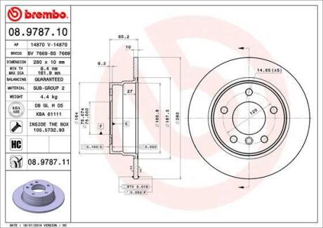 Гальмівний диск BREMBO 08.9787.11