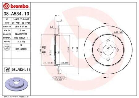 Гальмівний диск BREMBO 08.A534.11