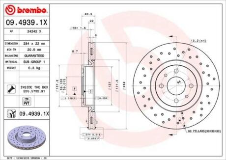 Гальмівний диск BREMBO 09.4939.1X