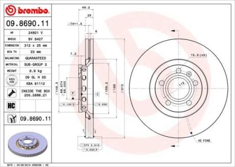 Гальмівний диск BREMBO 09.8690.11