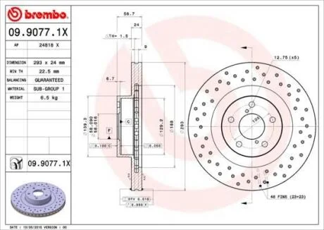 Гальмівний диск BREMBO 09.9077.1X