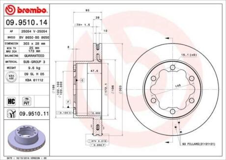 Гальмівний диск BREMBO 09.9510.14