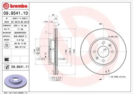 Гальмівний диск BREMBO 09.9541.11