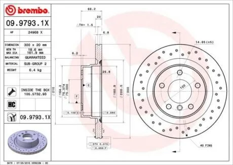 Гальмівний диск BREMBO 09.9793.1X
