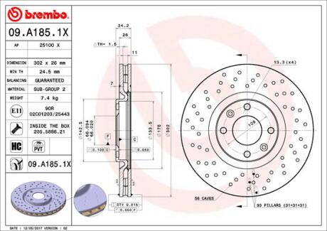 Гальмівний диск BREMBO 09.A185.1X
