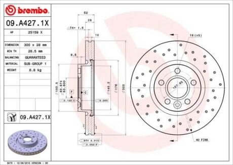 Гальмівний диск BREMBO 09.A427.1X
