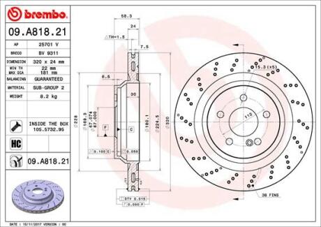 Гальмівний диск BREMBO 09.A818.21