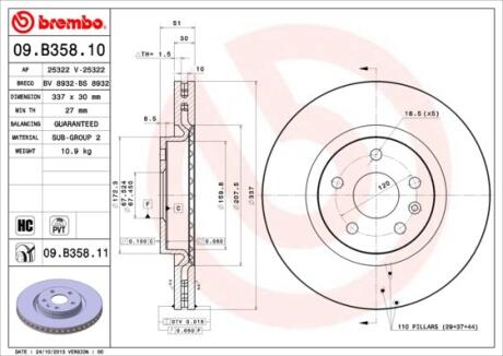 Гальмівний диск BREMBO 09.B358.11