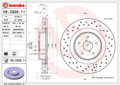 Гальмівний диск BREMBO 09.C828.11