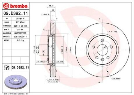 Гальмівний диск BREMBO 09D39211