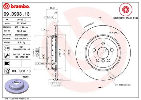 Гальмівний диск BREMBO 09.D903.13
