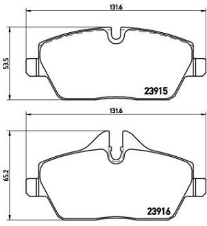 Колодка гальм. диск. MINI COOPER 06-,ONE 09-,CLUBMAN 2010-передн. BREMBO P 06 034