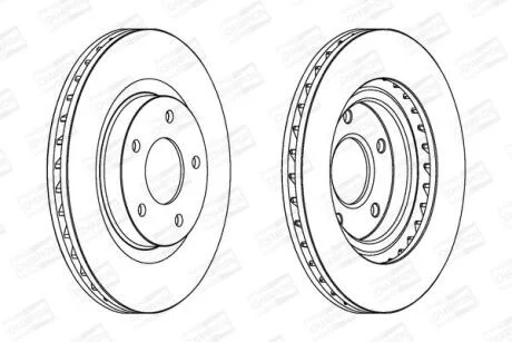 Диск гальмівний передній (кратно 2) Jeep Compass (06-), Patriot (07-17)/ Mitsubishi ASX (09-) CHAMPION 562790CH