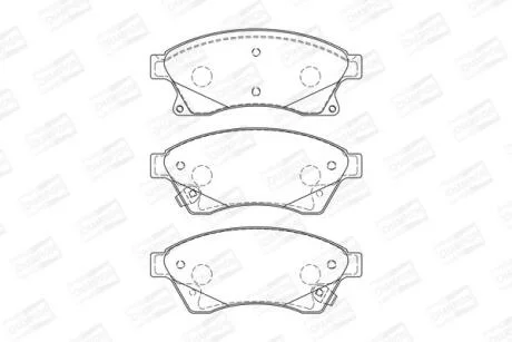 Колодки гальмівні дискові передні CHEVROLET AVEO Saloon (T300) 11-, CRUZE (J300) 09-|OPEL ASTRA J (P10) 09-15 CHAMPION 573332CH
