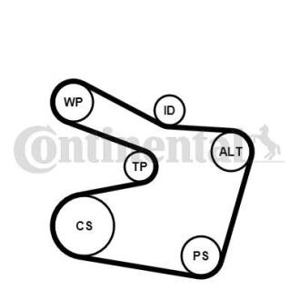 Комплект (ремінь+ролики+помпа) Contitech 6PK1538 WP2