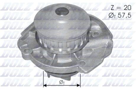 A_Помпа AUTOBIANCHI/FIAT/LANCIA Y10/Panda/Y10 (Ypsilon) "0,8-1,2 "84-04 DOLZ S161