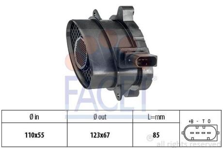 Витратомір повітря BMW 3(E46/E90)/ 5(E60)/X3(E83) 2.0D/2.5D/3.0D 03-11 (10.1005) FACET 101005