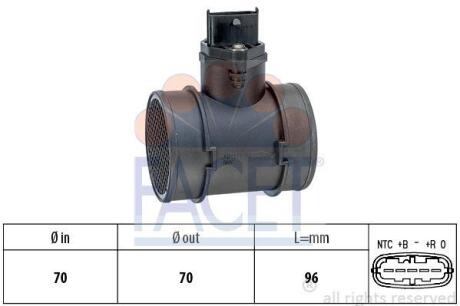 Витратомір повітря (5 конт.) Combo 1.7Di/DTi 01- (48/55kw) (10.1155) FACET 101155
