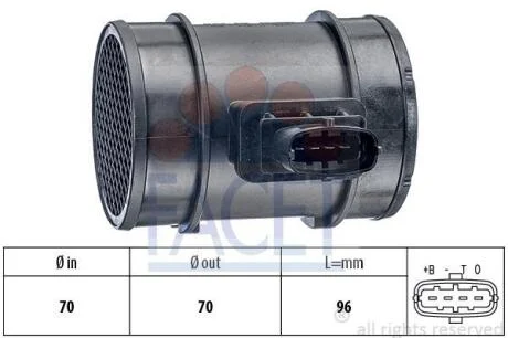 Витратомір повітря (MAF) Opel Astra H (04-), Vectra C (03-)1.3, 1.7, 1.9 CDTi/Fiat Doblo (01-) 1.9 JTd (10.1276) FACET 101276