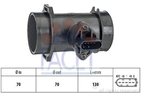 Расходомер воздуха (MAF) Mercedes-Benz C, E, Sprinter, Vito (93-)/SsangYong Kora FACET 101442