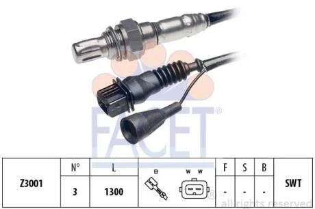Датчик кисню (лямбда-зонд) (3 пров., 710mm) AUDI 100/80/A6/VW PASSAT 1.8-4.2 85-99 (10.7051) FACET 107051