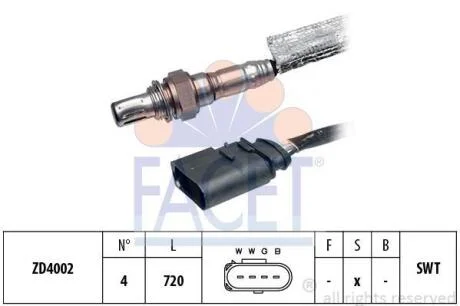 Датчик кислорода (лямбда-зонд) Audi A3 (96-)/Skoda (96-)/VW Golf, Caddy (95-) 1. FACET 107163