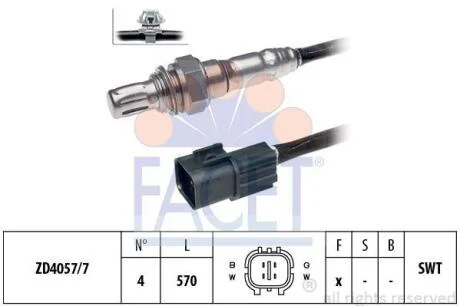 Датчик кисню (лямбда-зонд) Hyundai SantaFe (01-), Sonata (98-)/KIA Sorento (02-) 2.0i, 2.4i (10.7510) FACET 107510