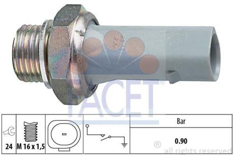 Датчик тиску оливи (0,9bar/1 конт./бежевый/з уплотн. кольц) FABIA/OCTAVIA 1.0/1.4 99-03 (7.0150) FACET 70150