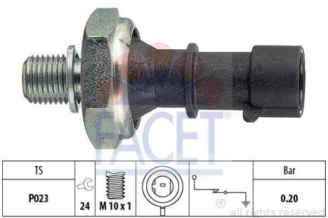 Датчик тиску оливи (0,2 bar/1 конт./черный) Astra J/H/Zafira B/Cruze 03- 1.7CDTi (7.0170) FACET 70170