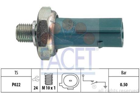 Датчик тиску оливи Audi A4/A6/ Skoda Fabia/Rapid/ VW Caddy/Golf/Passat/Touran 1.2-4.2 03- (7.0196) FACET 70196