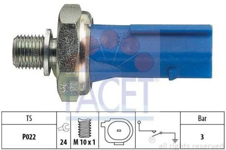 Датчик тиску олії Audi A6 (12-), A7 (13-)/VW Passat (13-), Jetta (12-) (7.0212) FACET 70212