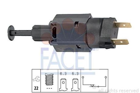 Датчик стоп-сигналу Opel Kadett E 84-/Vectra B 95- (7.1050) FACET 71050