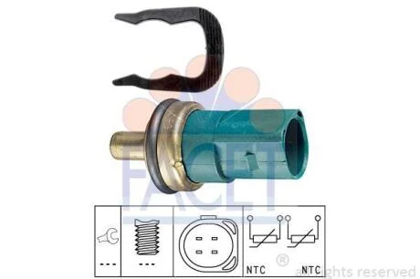 Датчик температури охолоджуваної рідини T4 2.5TDI 96- (зелений/4 конт.) (7.3258) FACET 73258