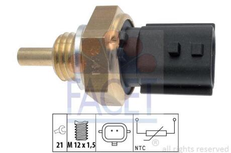 Датчик температури (2 конт./чорний) Trafic/Logan/Duster 1.2-2.0 02- (7.3341) FACET 73341