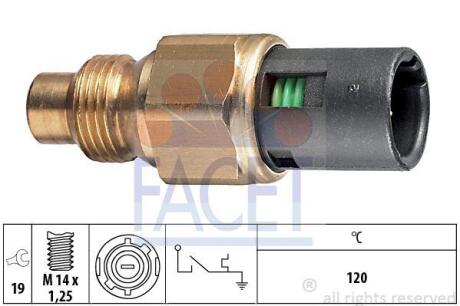 Датчик вмикання вентилятора к/120°C) RENAULT 19 88-95/KANGOO 97-08 1.4i/TRAFIC 89-97 2.2 (7.4048) FACET 74048