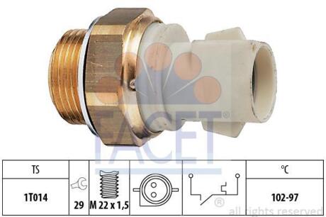 Датчик вмикання вентилятора Ford Escort/Fiesta/Focus/Orion/Scorpio/Sierra 1.1-3.0 82-04 (7.5137) FACET 75137